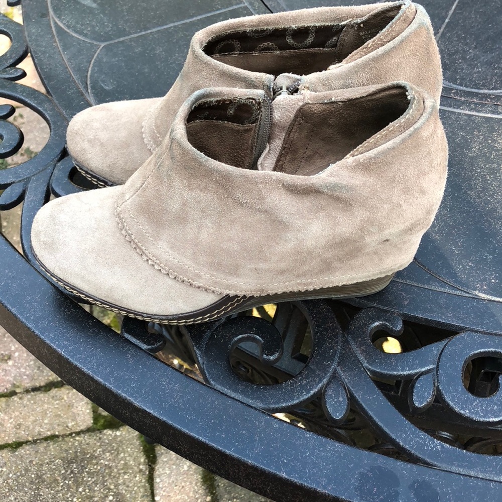 Dark Tope (kinda greyish) Suede Wedge Heel Booties